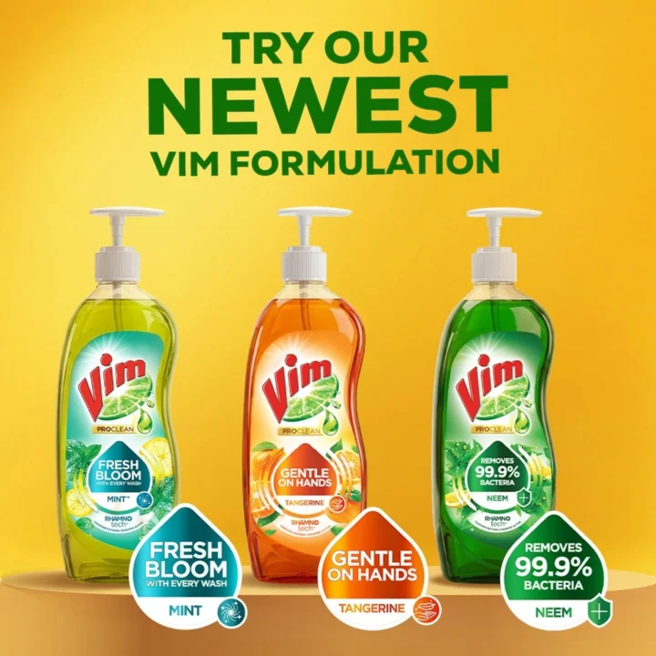 Vim Dish Cleaning Gel (Lemon, 250ML) - Image 3