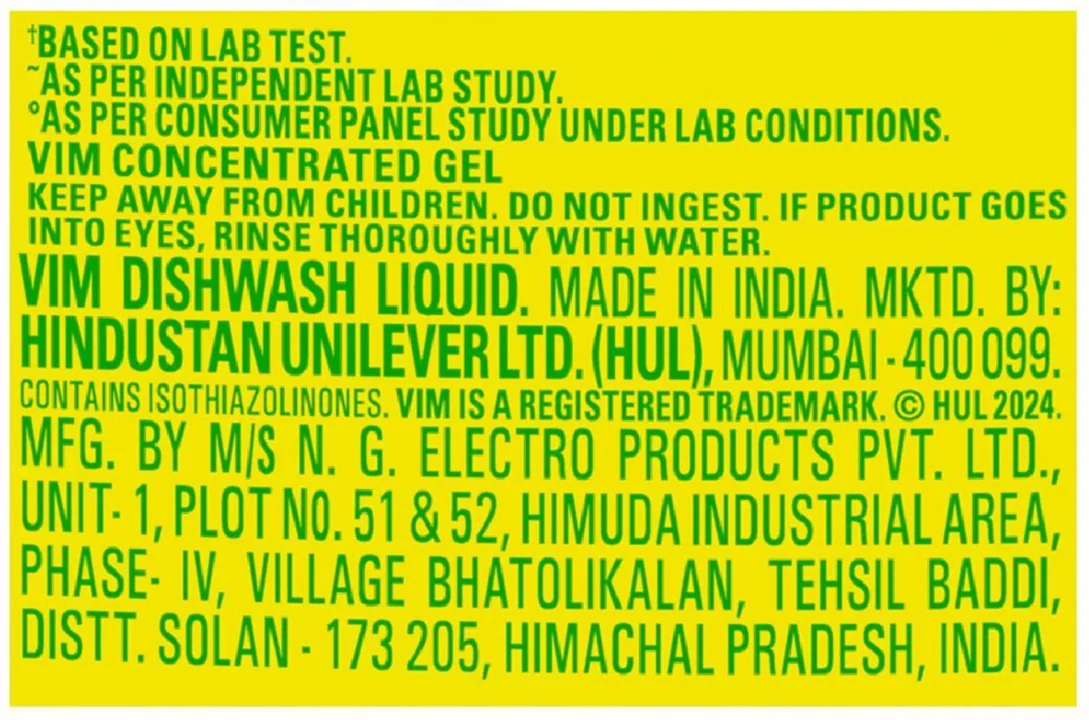 Vim Dish Cleaning Gel (Lemon, 250ML) - Image 6